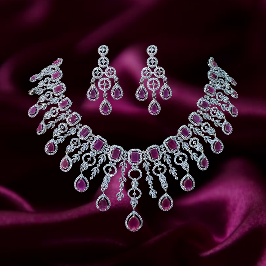 Ezhil Choker set (Pink Ruby + AD Stones)