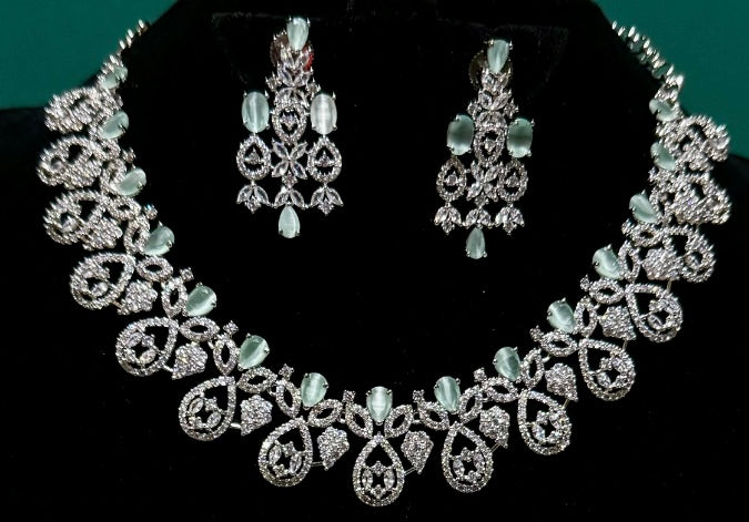 Arundhathi Choker set (AD Stones + Mint Green Crystal)